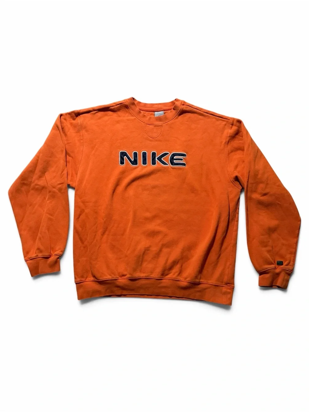 Vtg Nike Sweatshirt Men’s Large Y2K Orange Blue Orange Embroidered Logo Crewneck